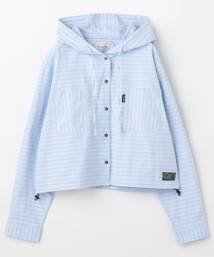 別注橫條紋連帽長袖襯衫