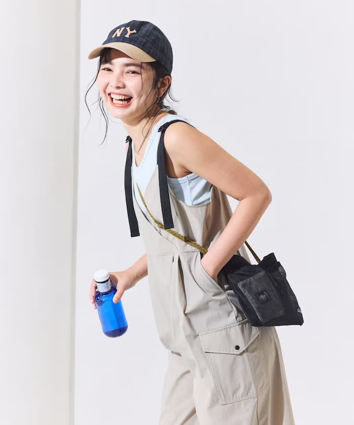 別注 UVカット カシュクール 寬版吊帶褲