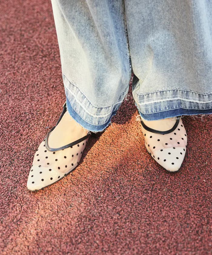 圓點薄紗高跟鞋