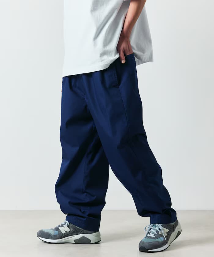 寬版九分打褶廚師褲 / 鬆緊褲子 【限定展開】