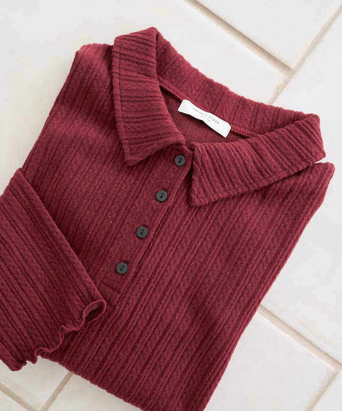 迷你 ケーブル 起毛 ポロ襟 套頭衫【限定展開】