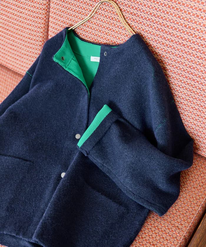 裡配色快扣針織開衫【限定展開】