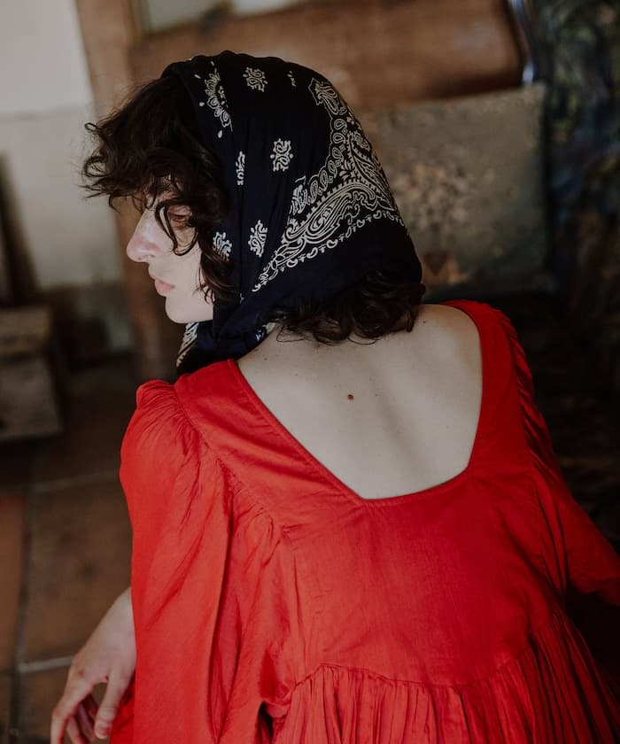 印度荷葉邊方領洋裝