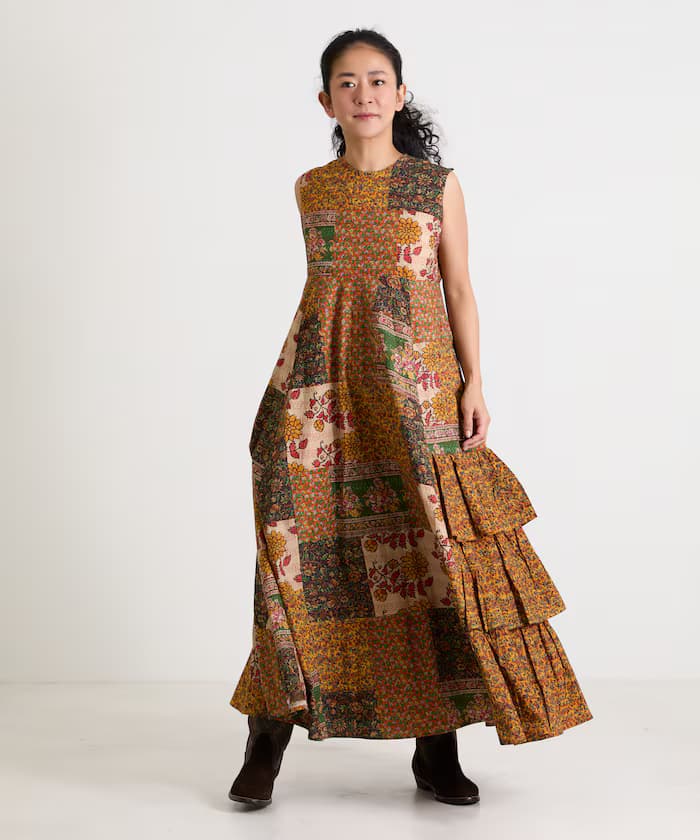 不對稱層次連身裙