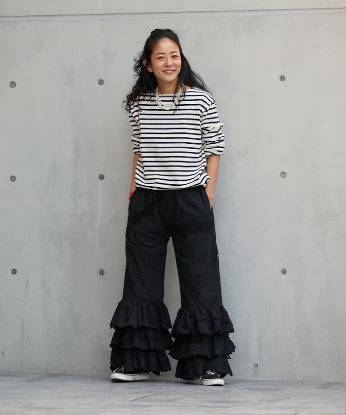 古著蕾絲桌布改造鬆緊褲子