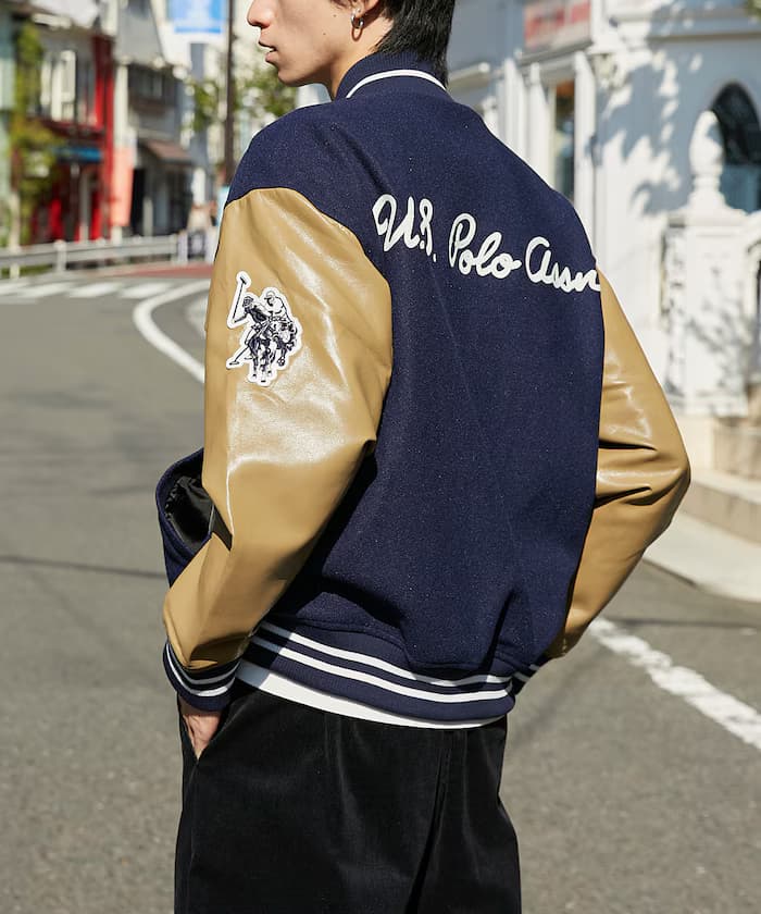 別注 FAKE LEATHER STADIUM JACKET