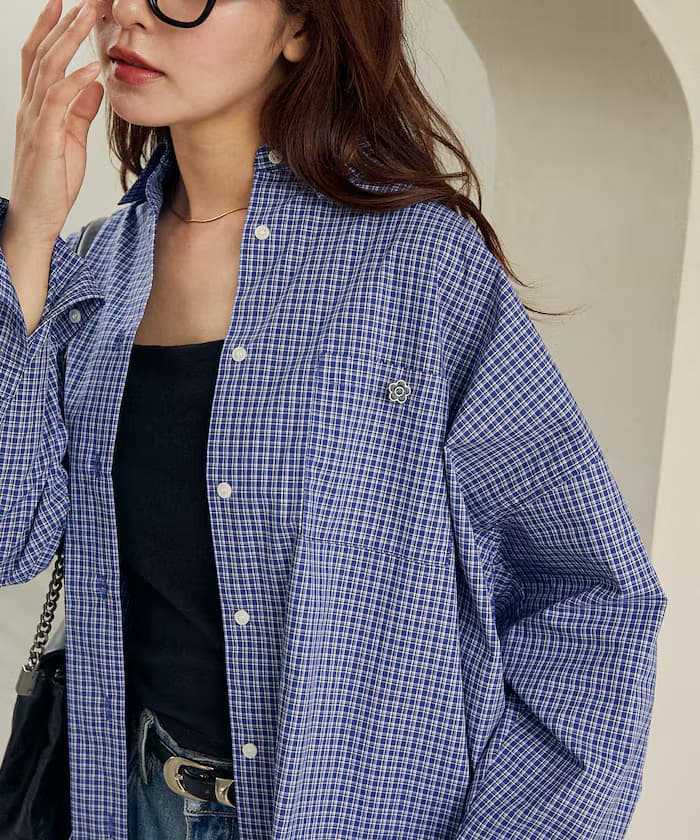 MARY QUANT×PUBLUX 限定款Logo刺繡寬版襯衫