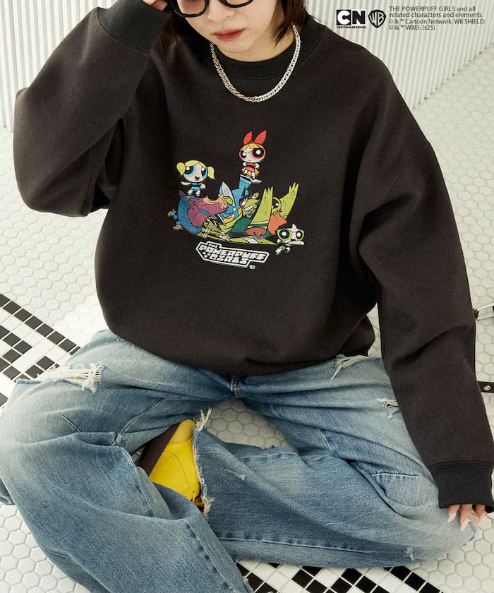 【THE POWERPUFF GIRLS】パワーパフ ガールズ 前印花圓領衛衣 限定展開