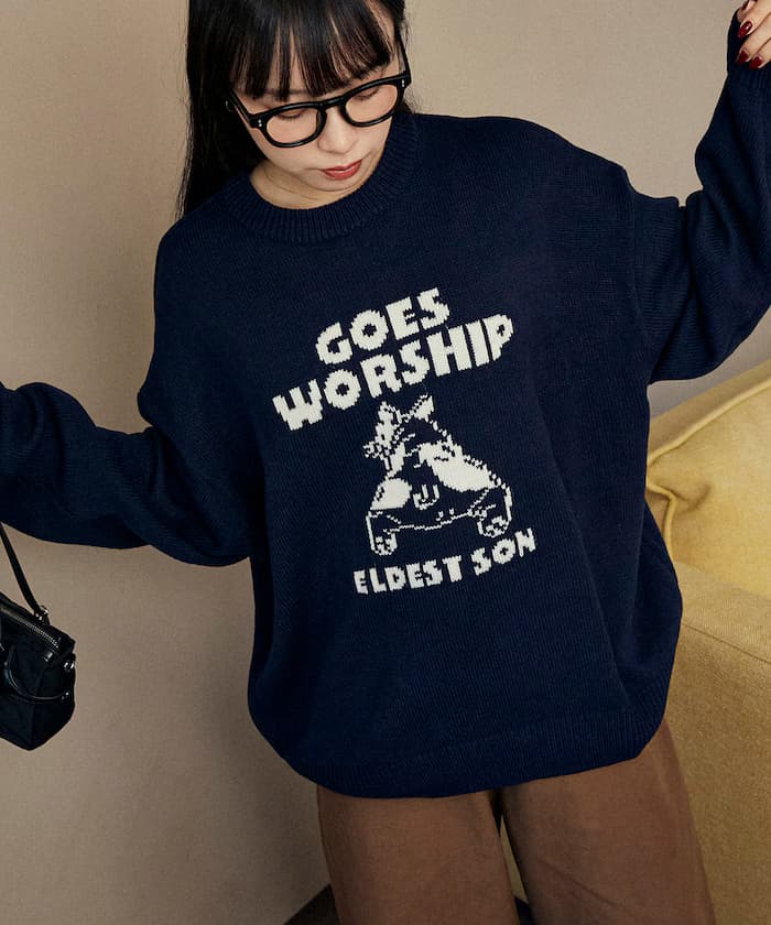 法鬥犬圖案針織衫 限定展開