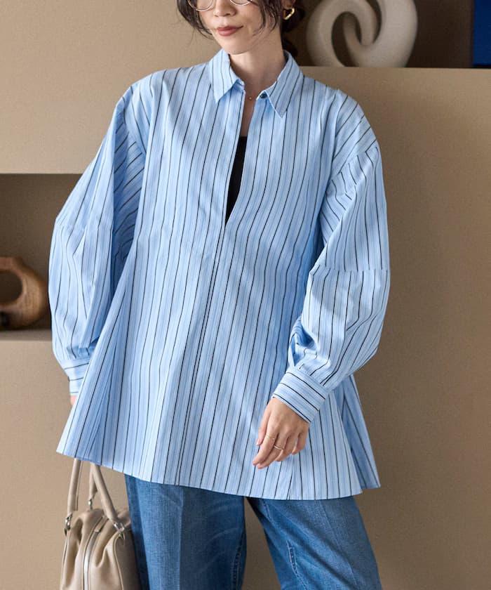 喇叭廓形 SKIPPER 泡泡袖襯衫