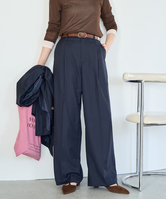 TR2打褶直筒褲子(セットアップ対応)【限定展開】